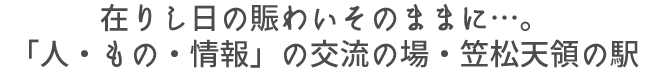 在りし日の賑わいそのままに…。「人・もの・情報」の交流の場・笠松天領の駅
